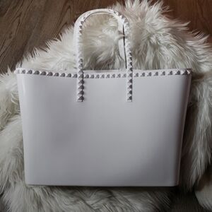 Carmen Sol White Studded Shoulder Bag